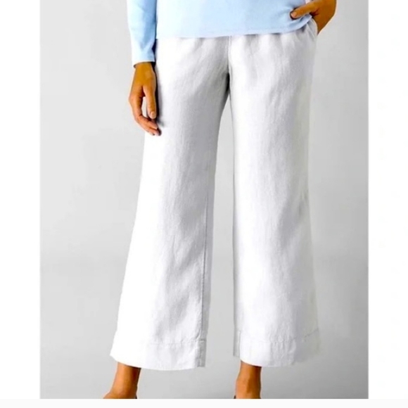 Talbots 100% Linen A-line tie belt Capri women pants Sz 4 - Picture 1 of 7